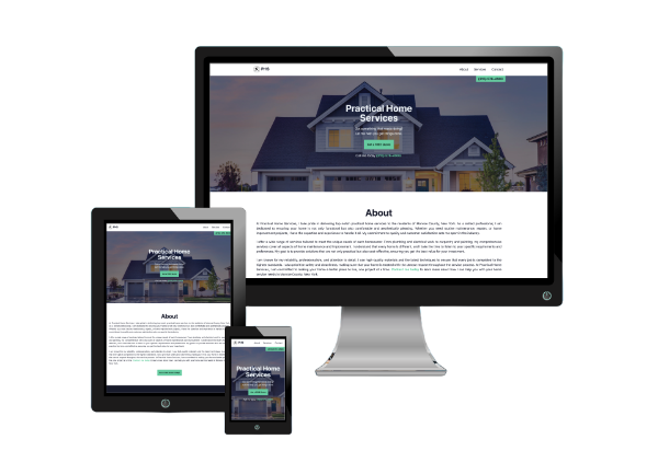 Image of PracticalHomeServicesLLC.com showing on desktop, tablet, and mobile device.